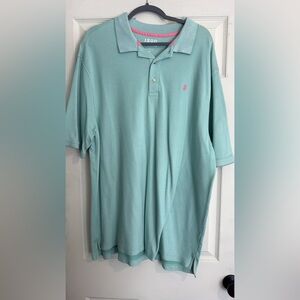 Izod Men's Polo in Aqua with Pink Logo